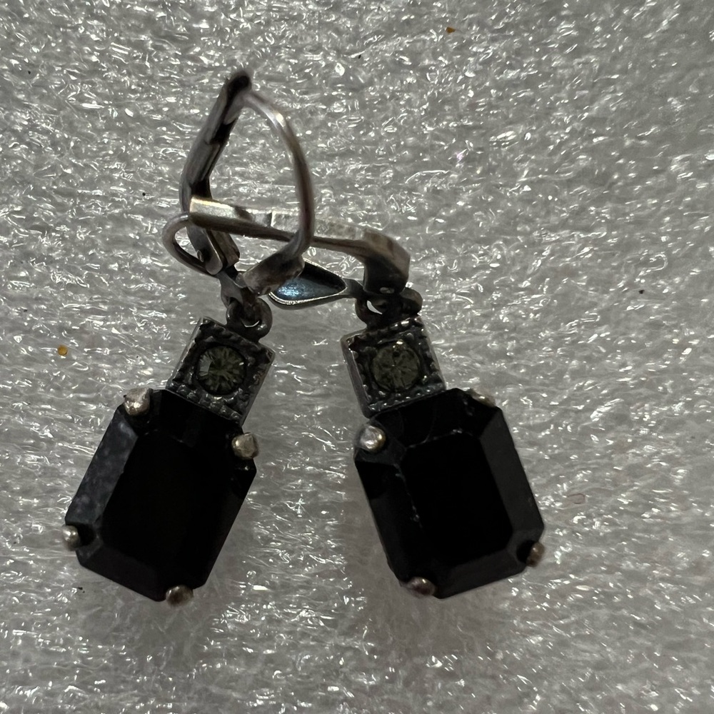 String Silver Tested With Black Stone Beautiful E… - image 1